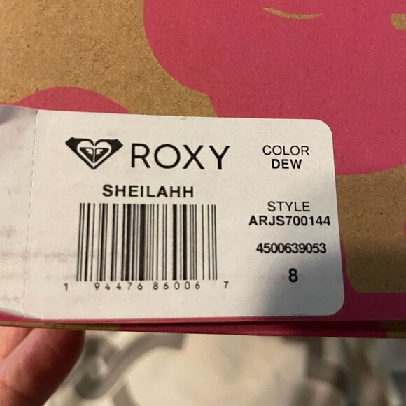 Roxy Sheilahh Slip-On Platform Sneaker Shoe Pink Blue White Tie Dye Stripe 8 - Picture 10 of 11